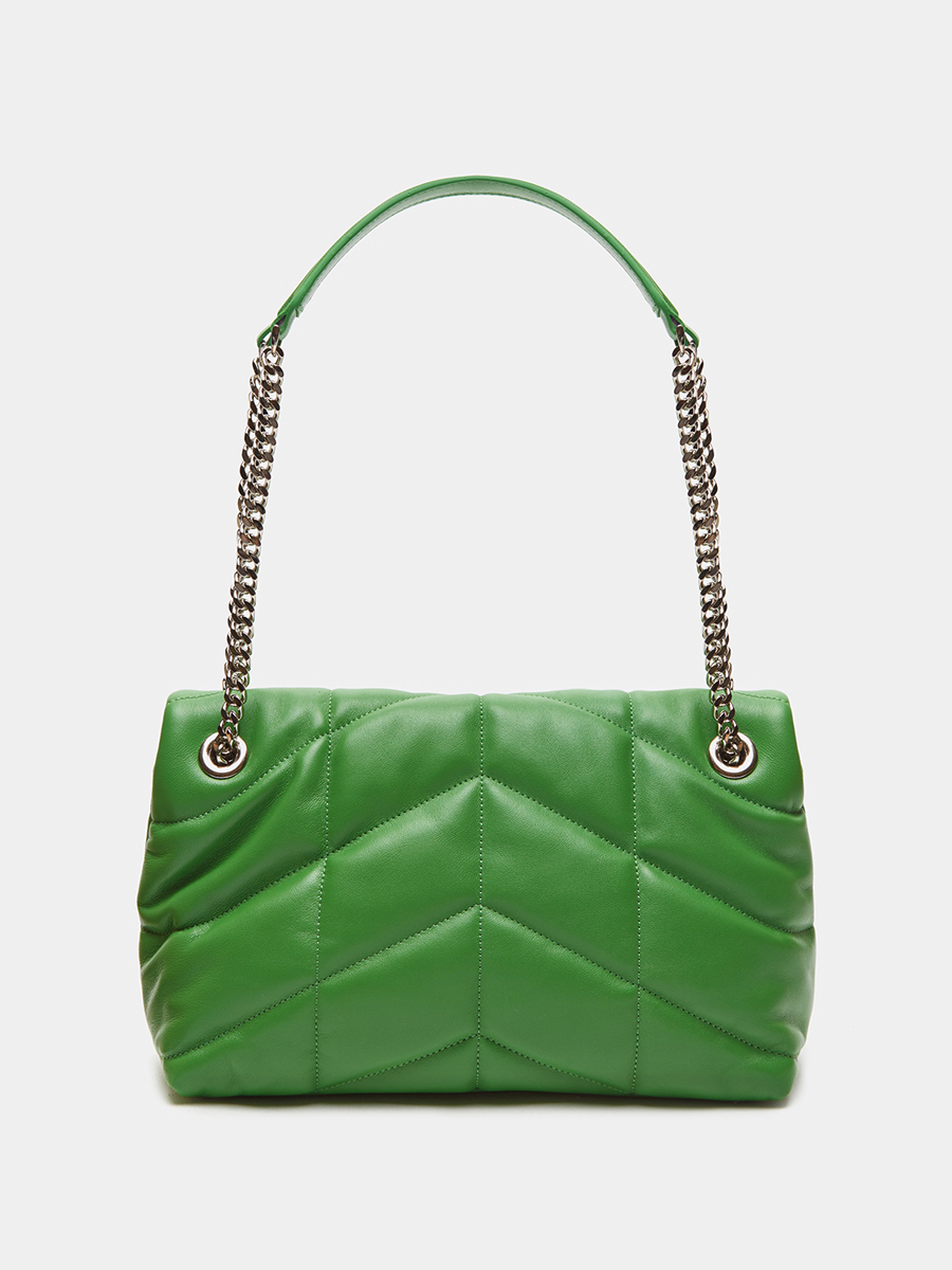 Классическая сумка Emily с фурнитурой silver травяного цвета