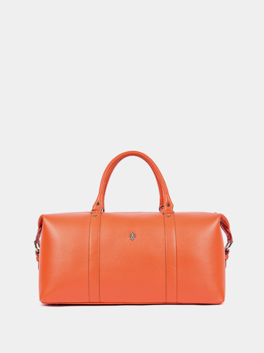 Дорожная сумка Ferrari из натуральной зернистой кожи оранжевого цвета