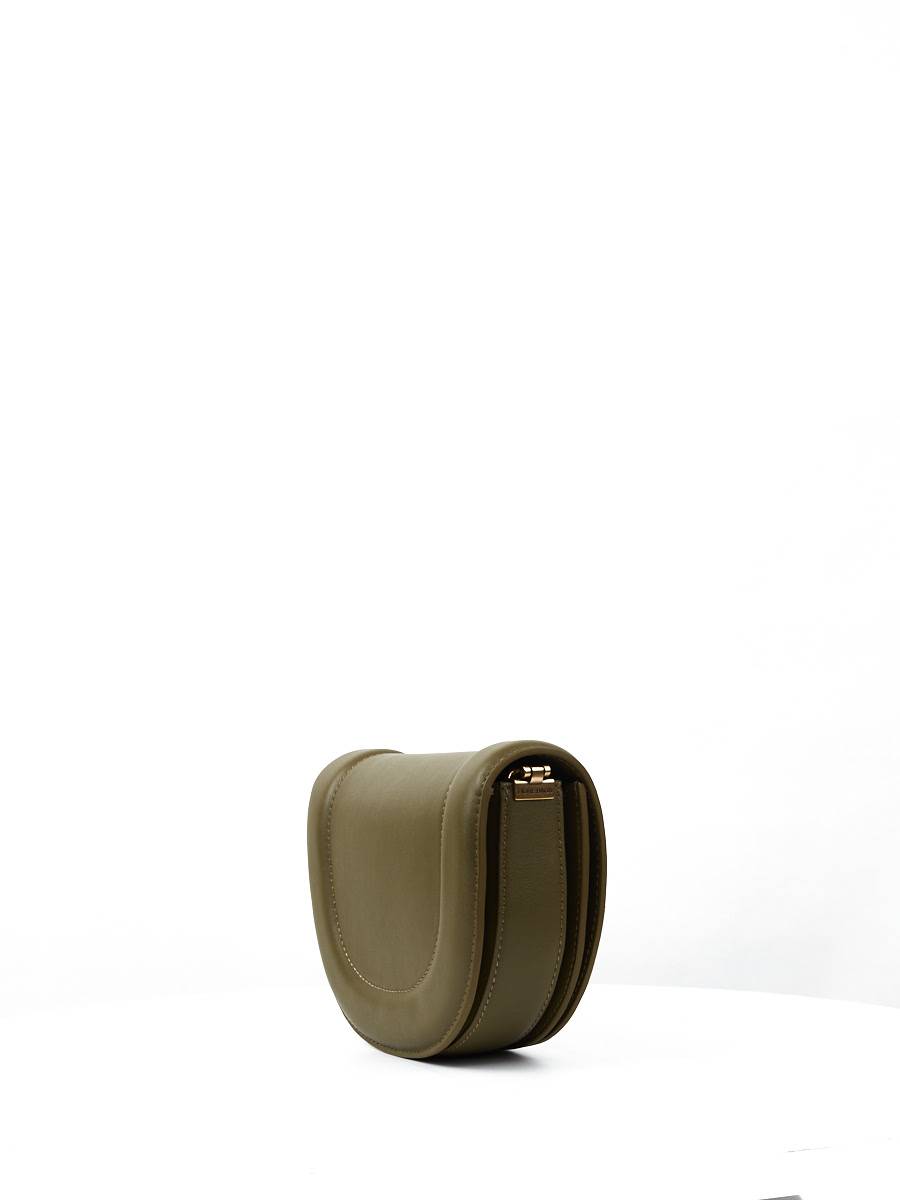 Классическая кожаная сумка Fabia цвет оливковый