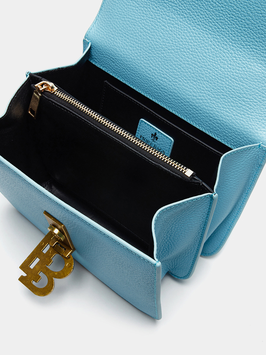 Классическая кожаная сумка Anastasia с фурнитурой Antic цвет лазурный