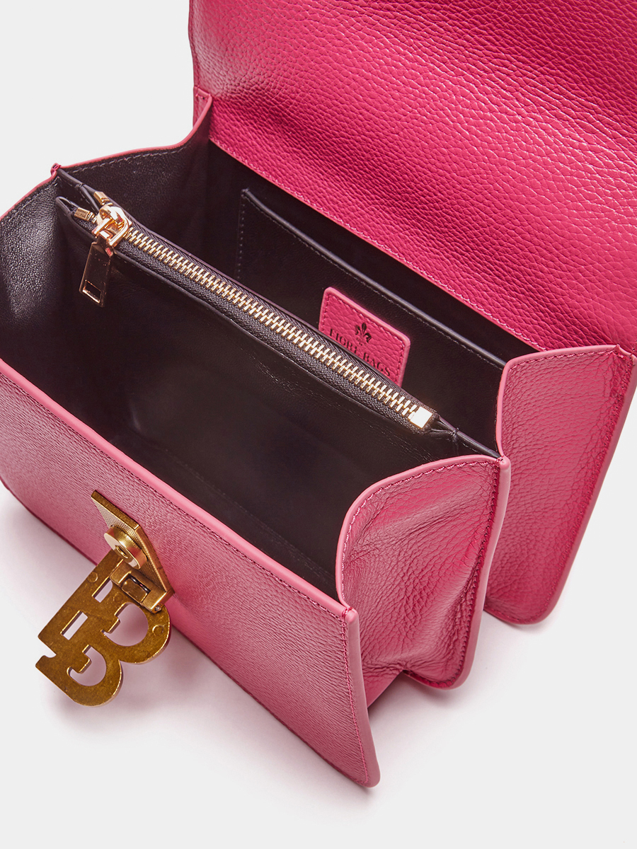 Классическая кожаная сумка Anastasia с фурнитурой Antic цвет фуксия
