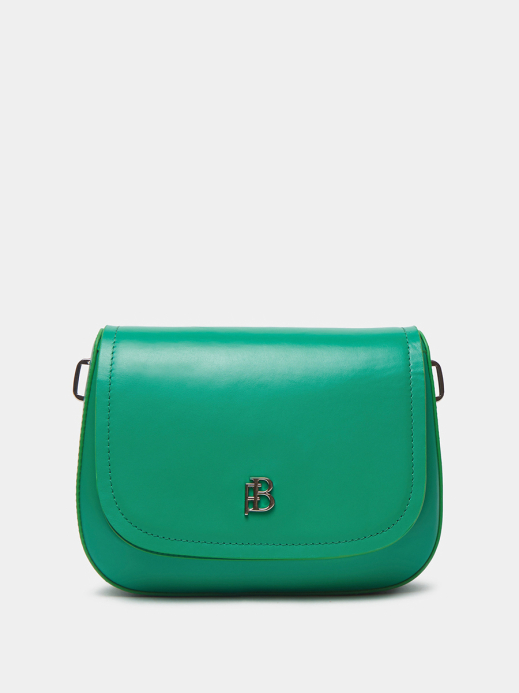 Классическая сумка Paulina из натуральной гладкой кожи травяного зеленого цвета